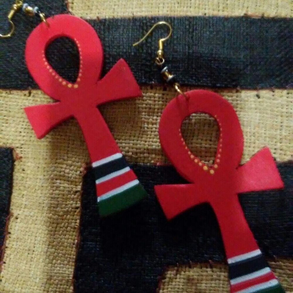 Ankh Wooden Earrings